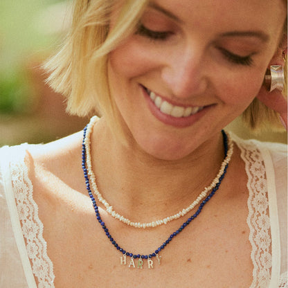Polly Beach Pearl T Bar Necklace Sterling Silver
