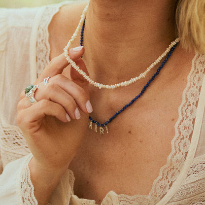 Polly Beach Pearl T Bar Necklace Sterling Silver
