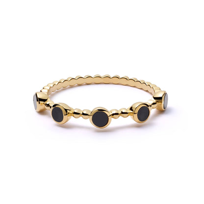 Polly Black Onyx Bobble Ring 18ct Gold Plate
