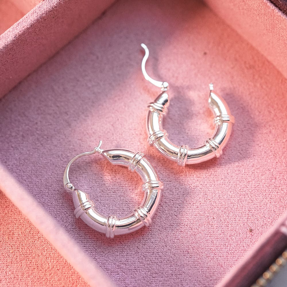 Polly Chunky Hoop Earrings Silver Plate