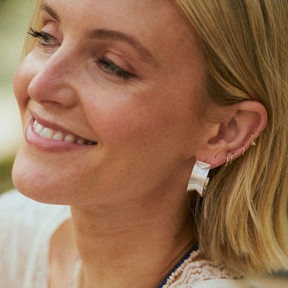 Polly Chunky Tidal Hoop Earrings Silver Plate