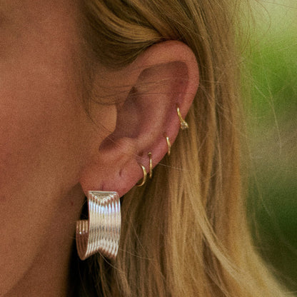 Polly Chunky Tidal Hoop Earrings Silver Plate