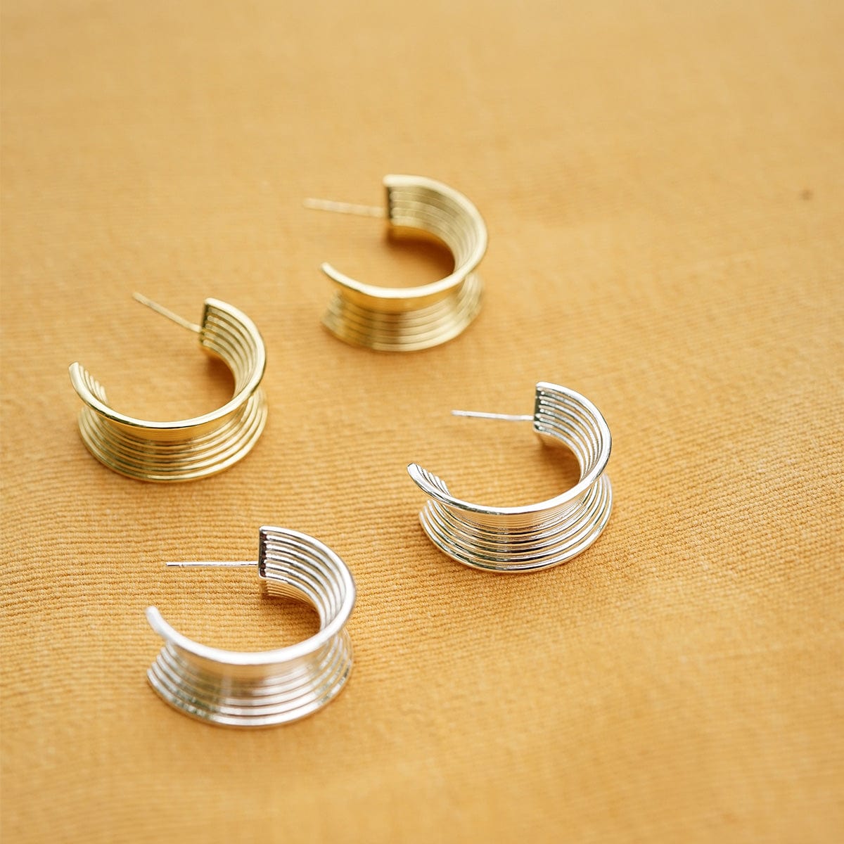 Polly Chunky Tidal Hoop Earrings Silver Plate