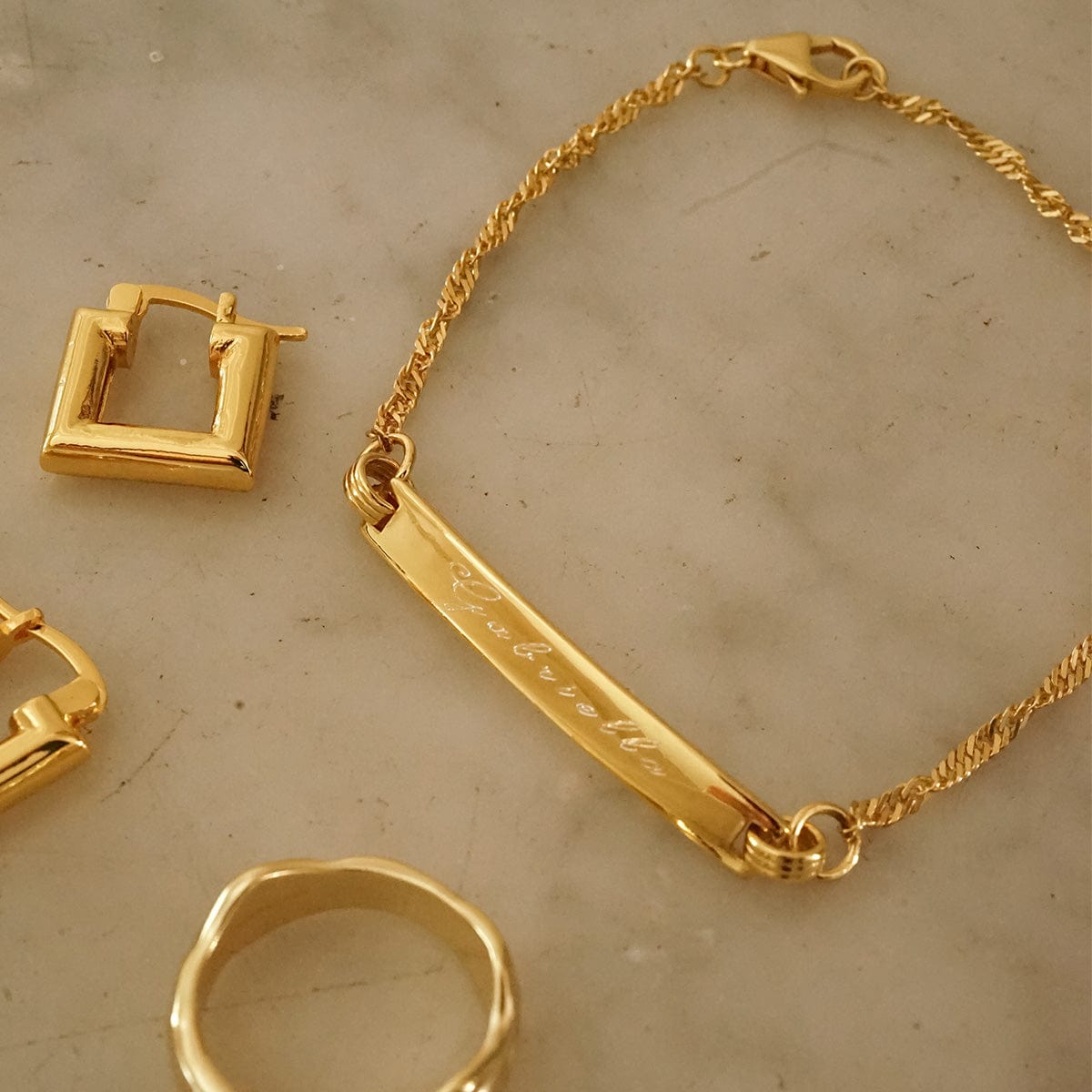 Polly Identity Tag Bracelet 18ct Gold Plate