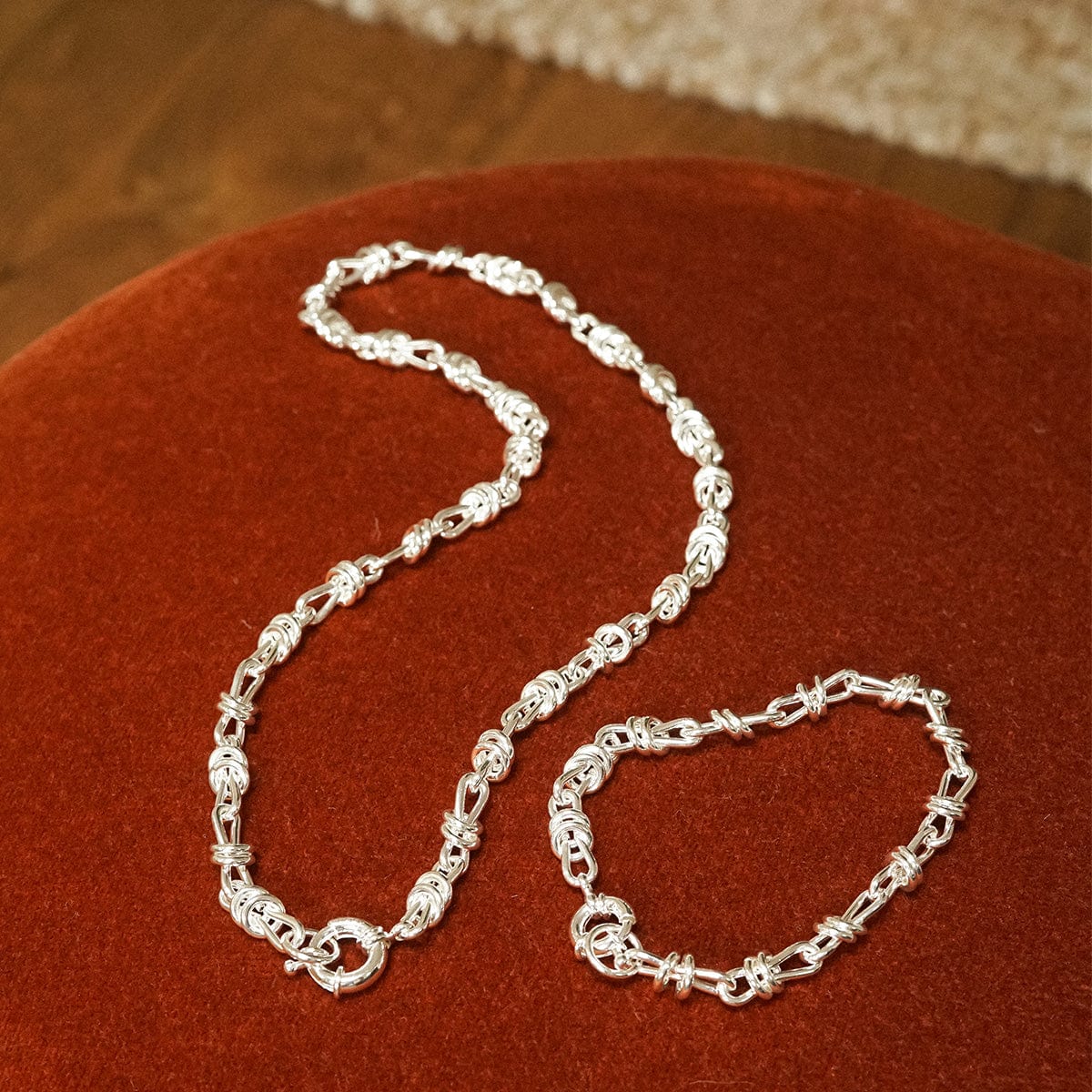 Polly Knot Chain Layering Set Silver Plate