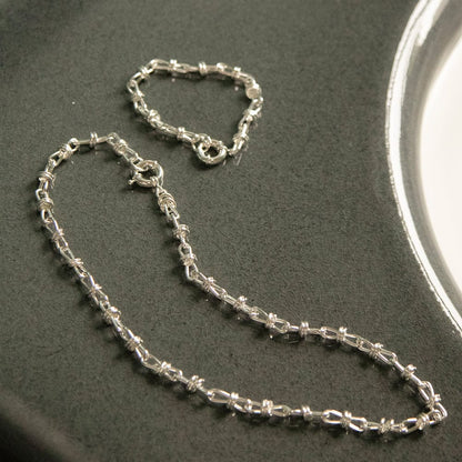 Polly Knot Chain Layering Set Silver Plate