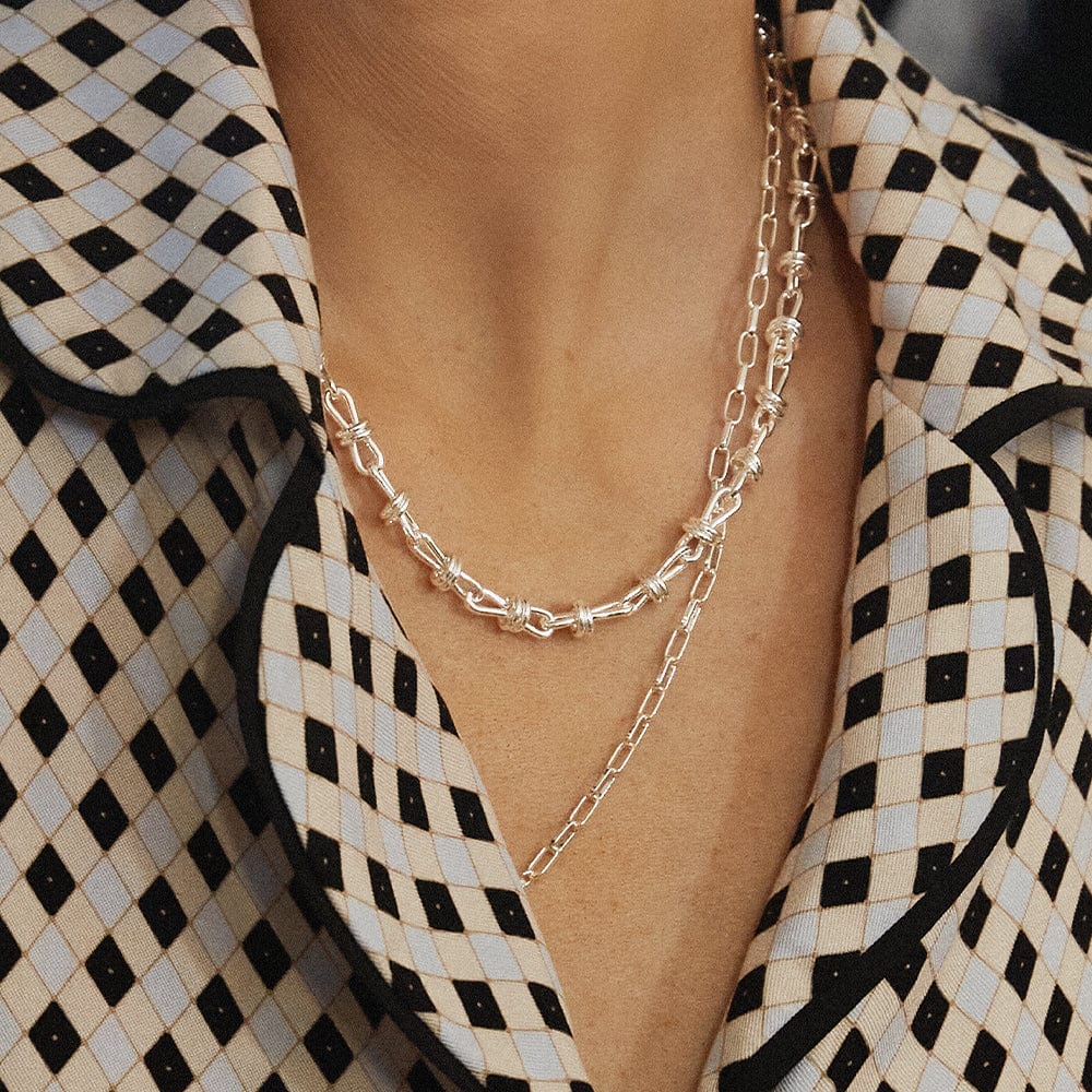 Polly Knot Chain Necklace Silver Plate