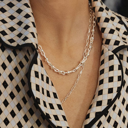 Polly Knot Chain Necklace Silver Plate