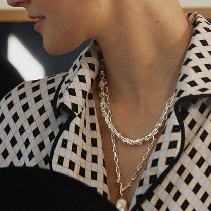 Polly Knot Chain Necklace Silver Plate