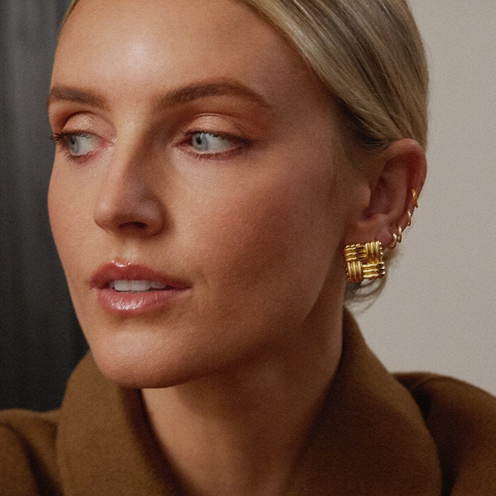Polly Lattice Stud Earrings 18ct Gold Plate