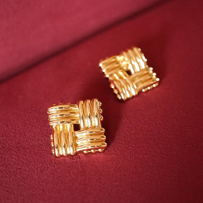 Polly Lattice Stud Earrings 18ct Gold Plate