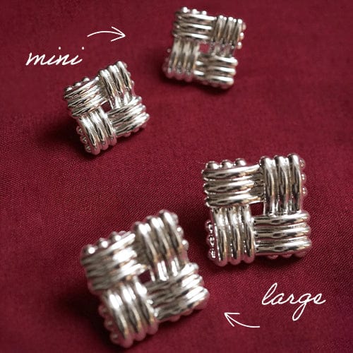 Polly Lattice Stud Earrings Silver Plate