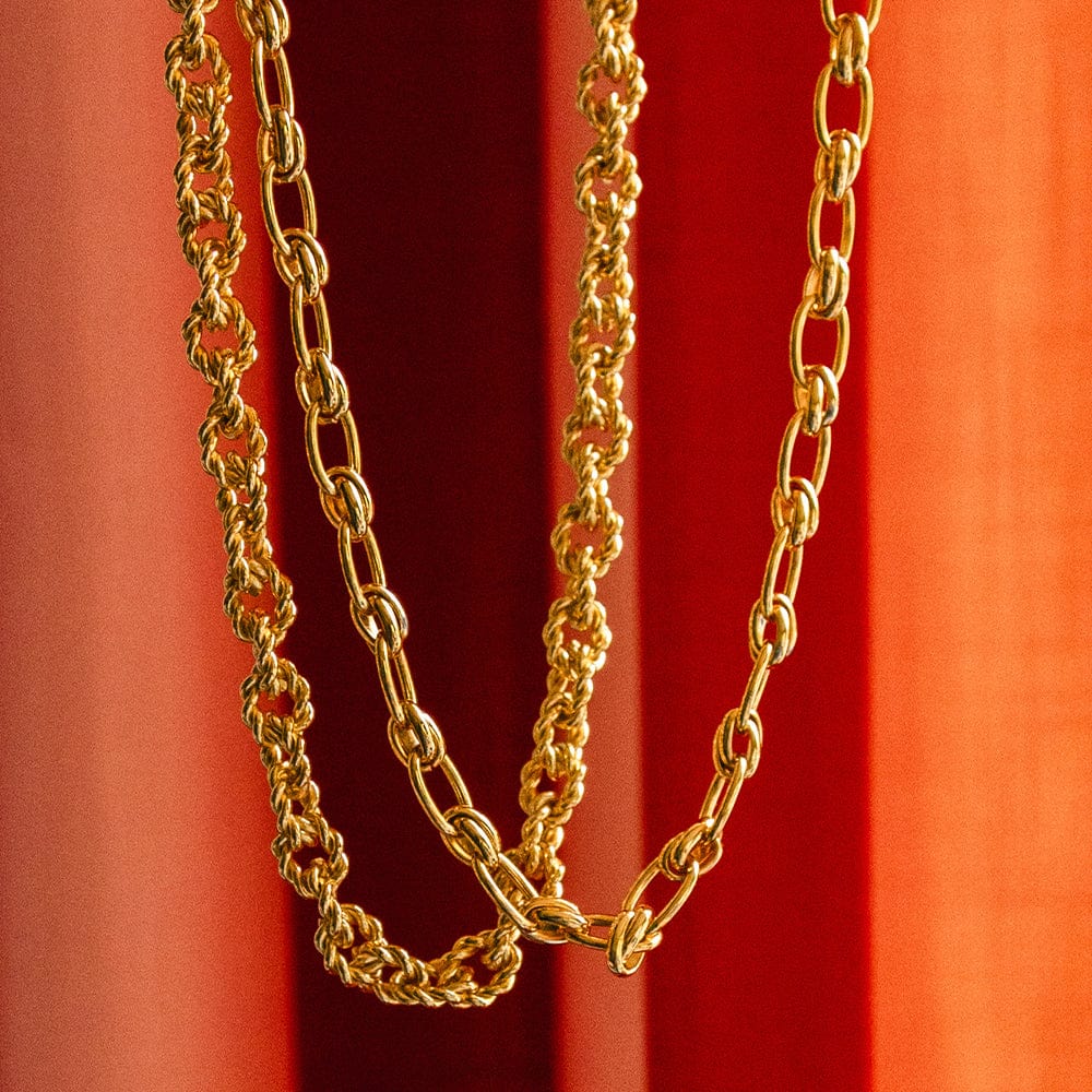 Polly Vintage Link Chain Necklace 18ct Gold Plate
