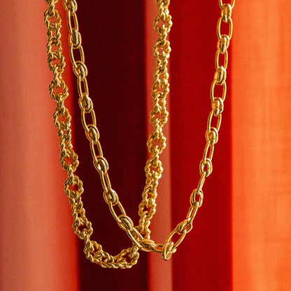 Polly Vintage Link Chain Necklace 18ct Gold Plate