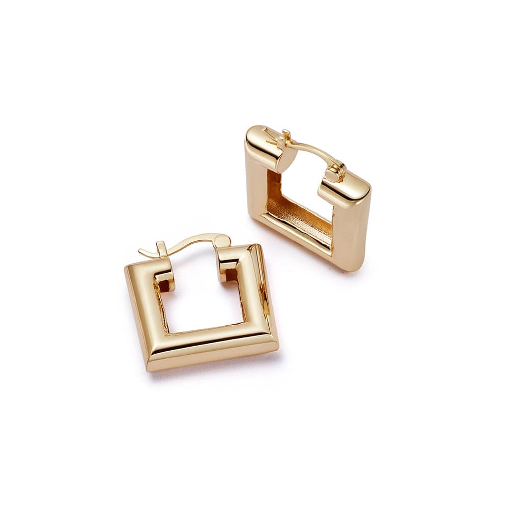 Polly Chubby Square Hoop Earrings 18ct Gold Plate