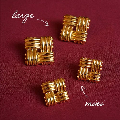 Polly Mini Lattice Stud Earrings 18ct Gold Plate