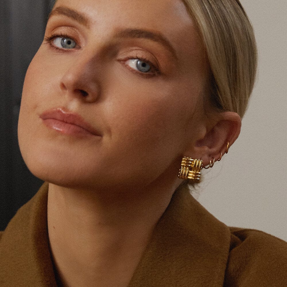 Polly Mini Lattice Stud Earrings 18ct Gold Plate