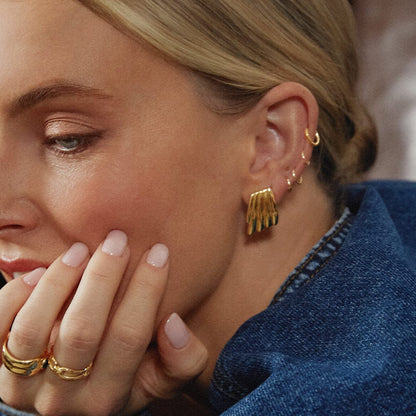Polly Mini Wave Stud Earrings 18ct Gold Plate