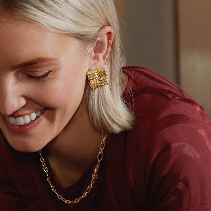 Polly Oversized Lattice Stud Earrings 18ct Gold Plate