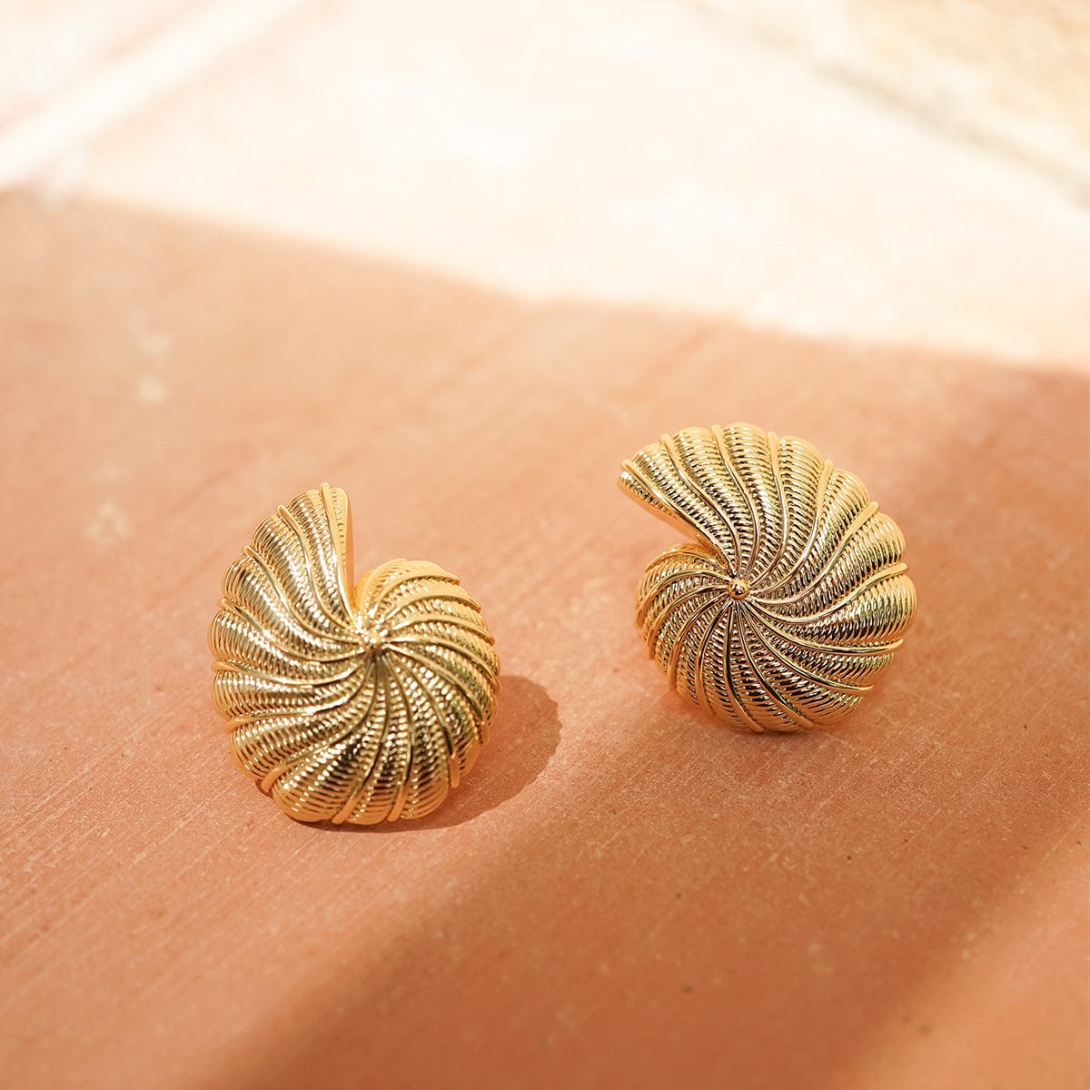 Polly Oversized Shell Stud Earrings 18ct Gold Plate