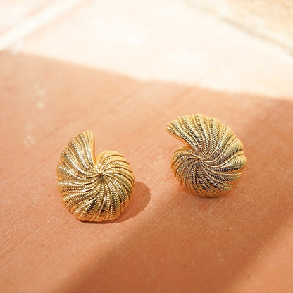 Polly Oversized Shell Stud Earrings 18ct Gold Plate