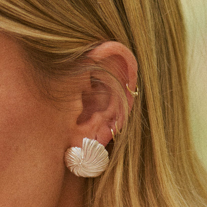 Polly Oversized Shell Stud Earrings Silver Plate