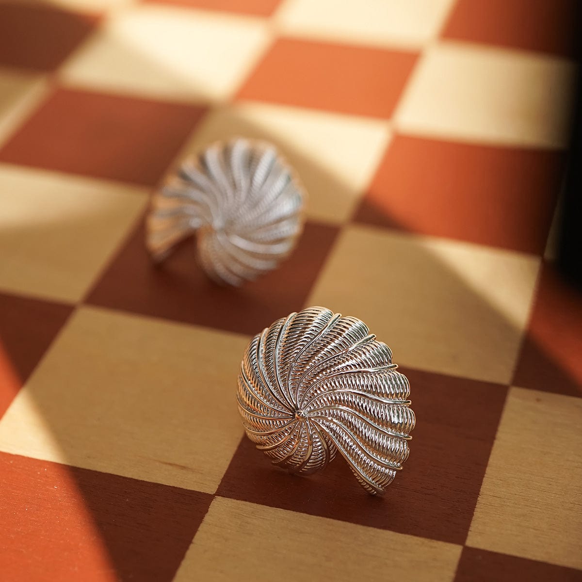 Polly Oversized Shell Stud Earrings Silver Plate