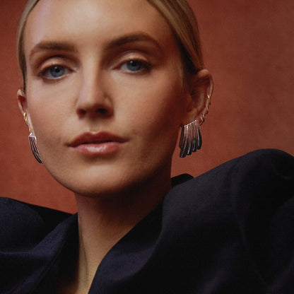 Polly Oversized Wave Stud Earrings Silver Plate