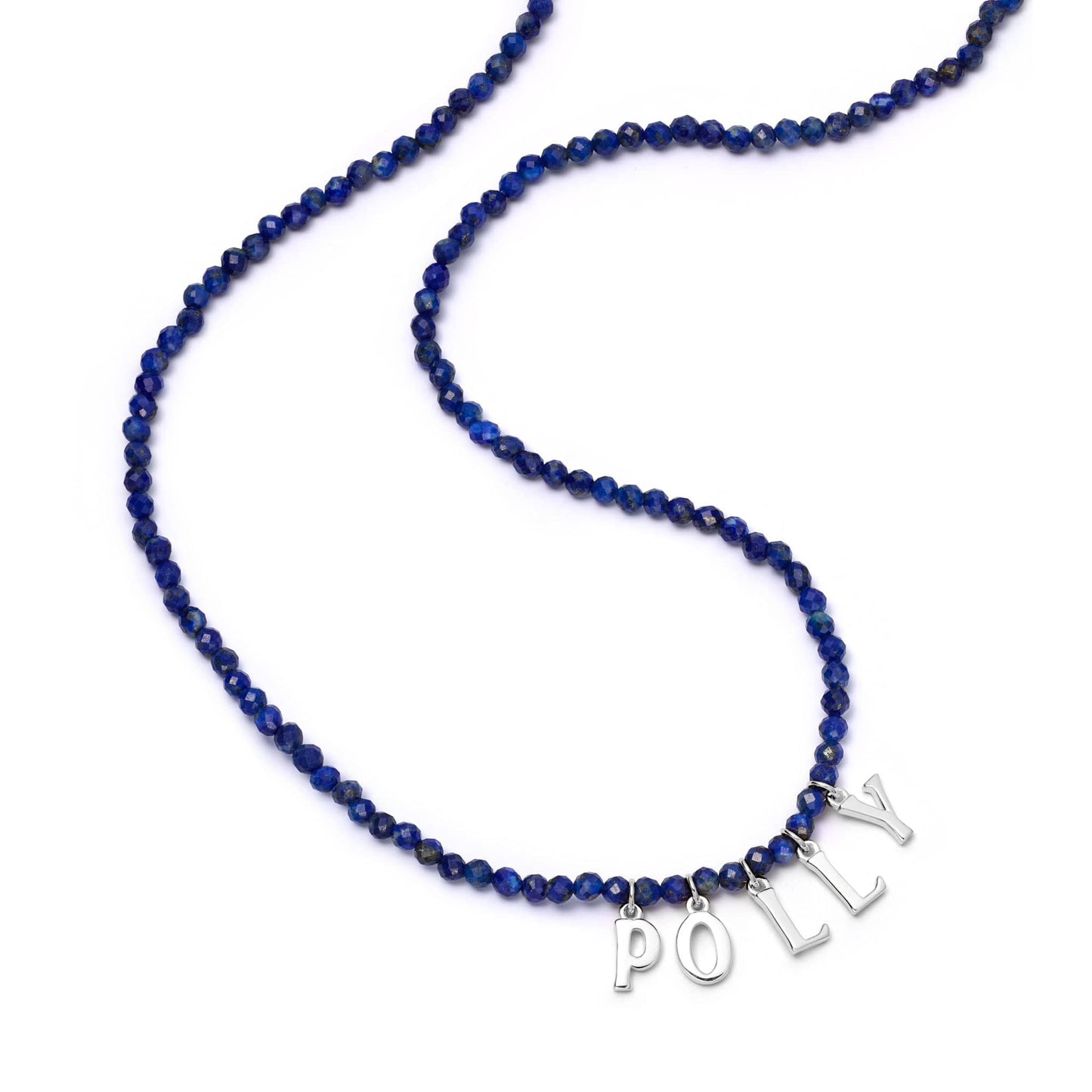 Polly Personalised Lapis Bead Necklace Sterling Silver