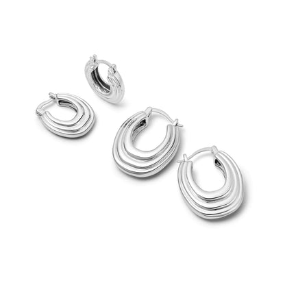 Polly Ridge Hoop Earrings Silver Plate