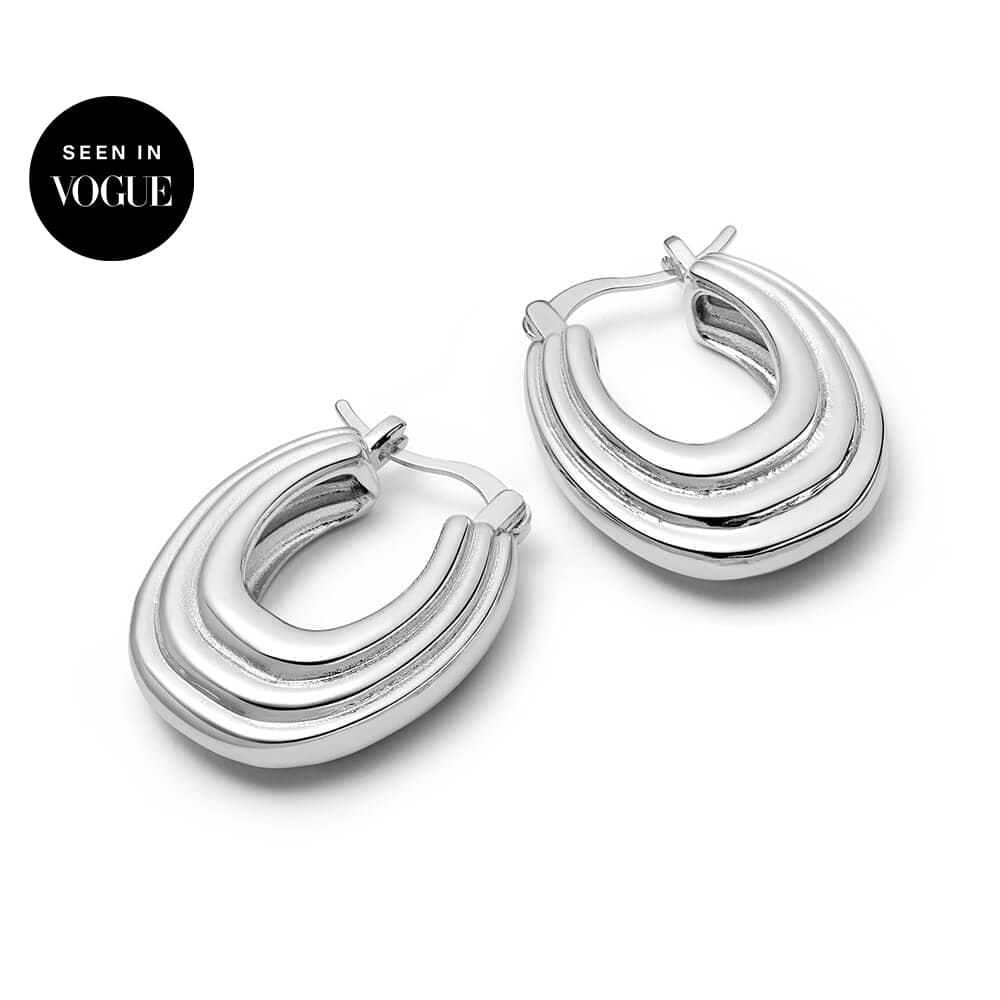 Polly Ridge Hoop Earrings Silver Plate