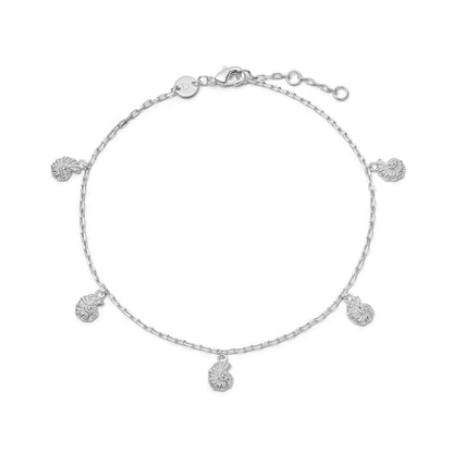 Polly Shell Charm Anklet Silver Plate