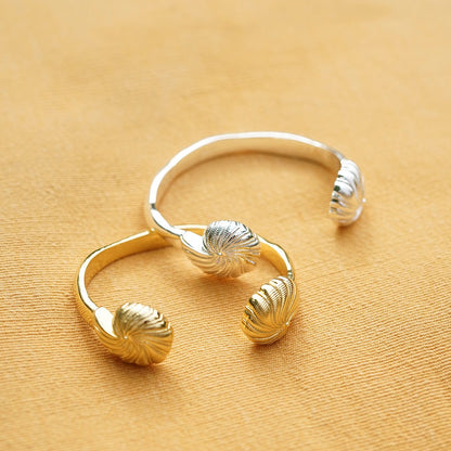 Polly Shell Cuff Bangle Silver Plate