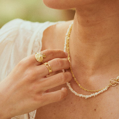 Polly Shell Ring 18ct Gold Plate