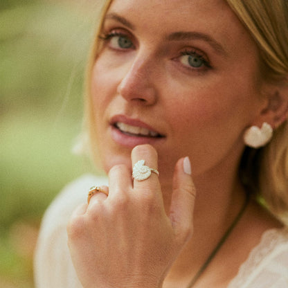 Polly Shell Ring Silver Plate