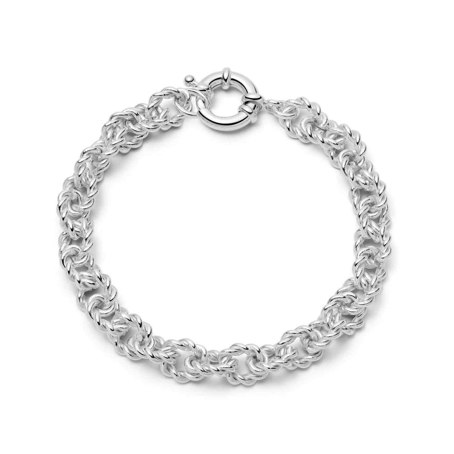 Polly Vintage Rope Chain Bracelet Silver Plate