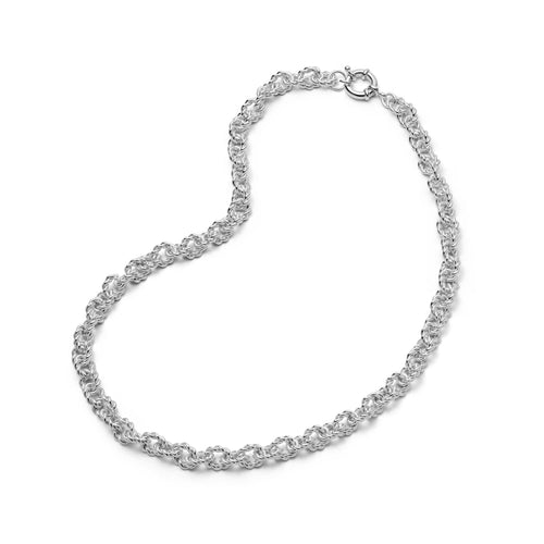 Polly Vintage Rope Chain Necklace Silver Plate