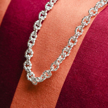 Polly Vintage Rope Chain Necklace Silver Plate