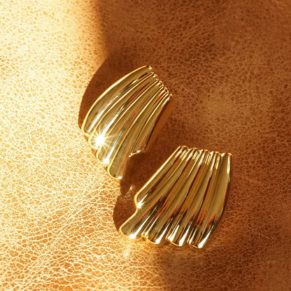 Polly Wave Stud Earrings 18ct Gold Plate