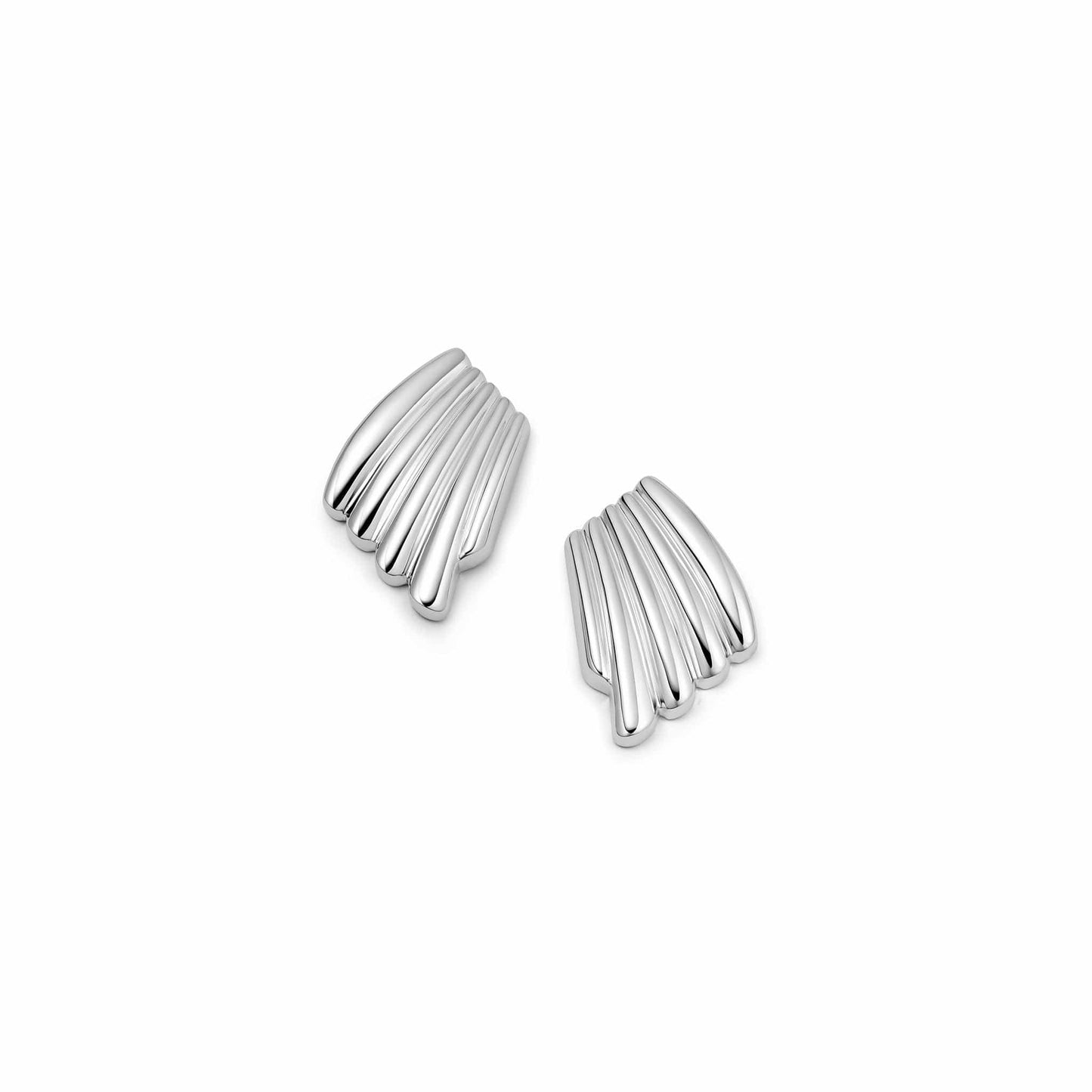 Polly Wave Stud Earrings Silver Plate