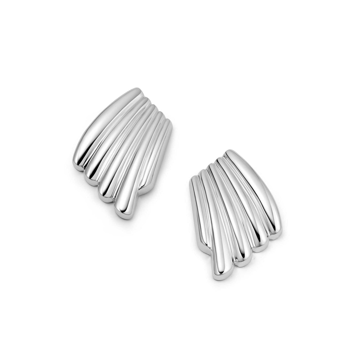 Polly Wave Stud Earrings Silver Plate