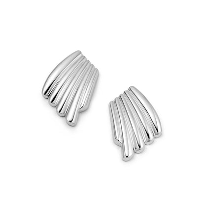Polly Wave Stud Earrings Silver Plate