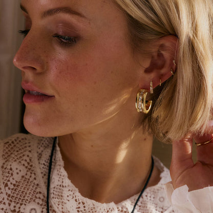 Polly Crystal Hoop Earrings 18ct Gold Plate