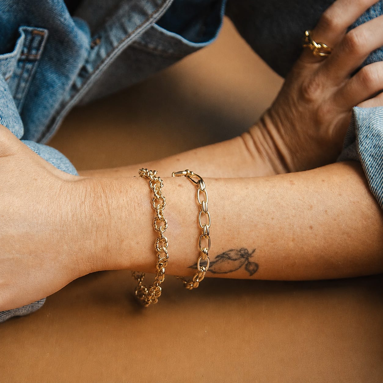 Polly Vintage Rope Chain Bracelet 18ct Gold Plate
