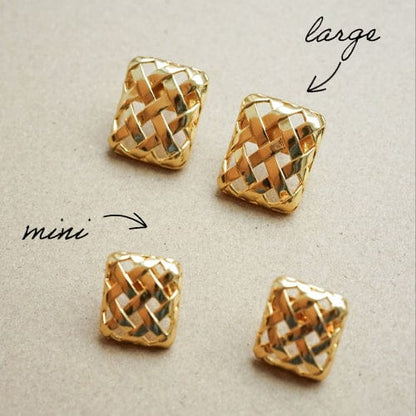 Polly Woven Square Studs 18ct Gold Plate