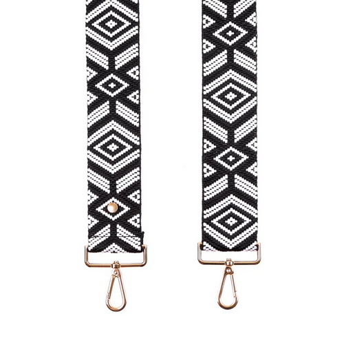 Pom Pom Strap Black & White Diamond