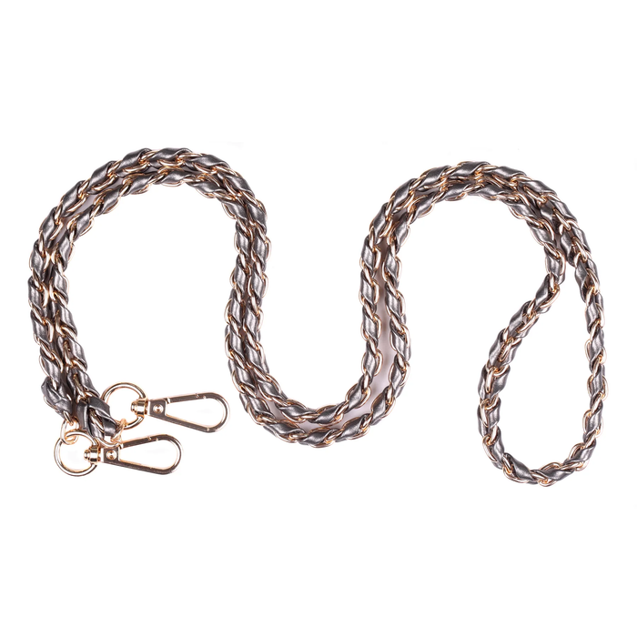 Pom Pom Strap Gold Chain Pewter Weave