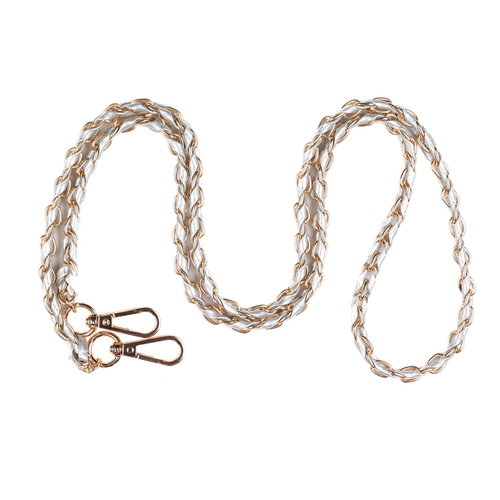 Pom Pom Strap Gold Chain Silver Weave