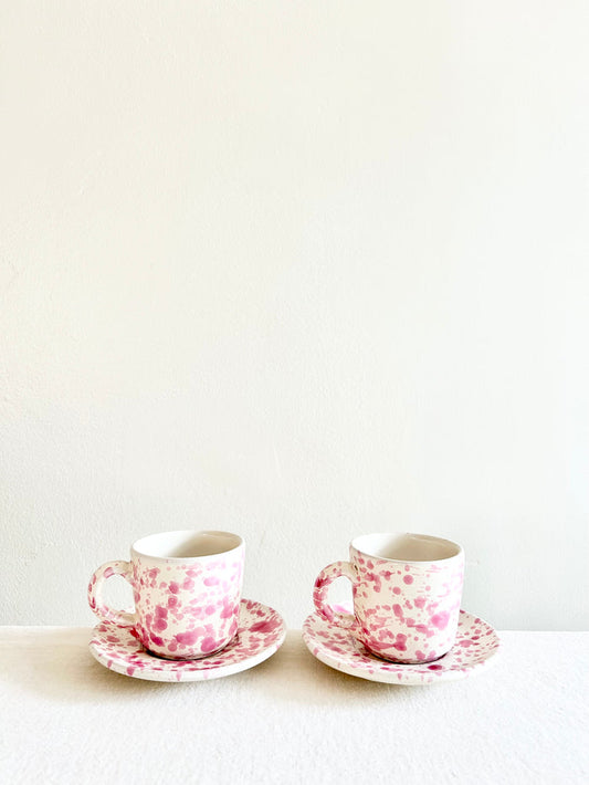 Pompeii Espresso Cup & Saucer - Pink - S/2