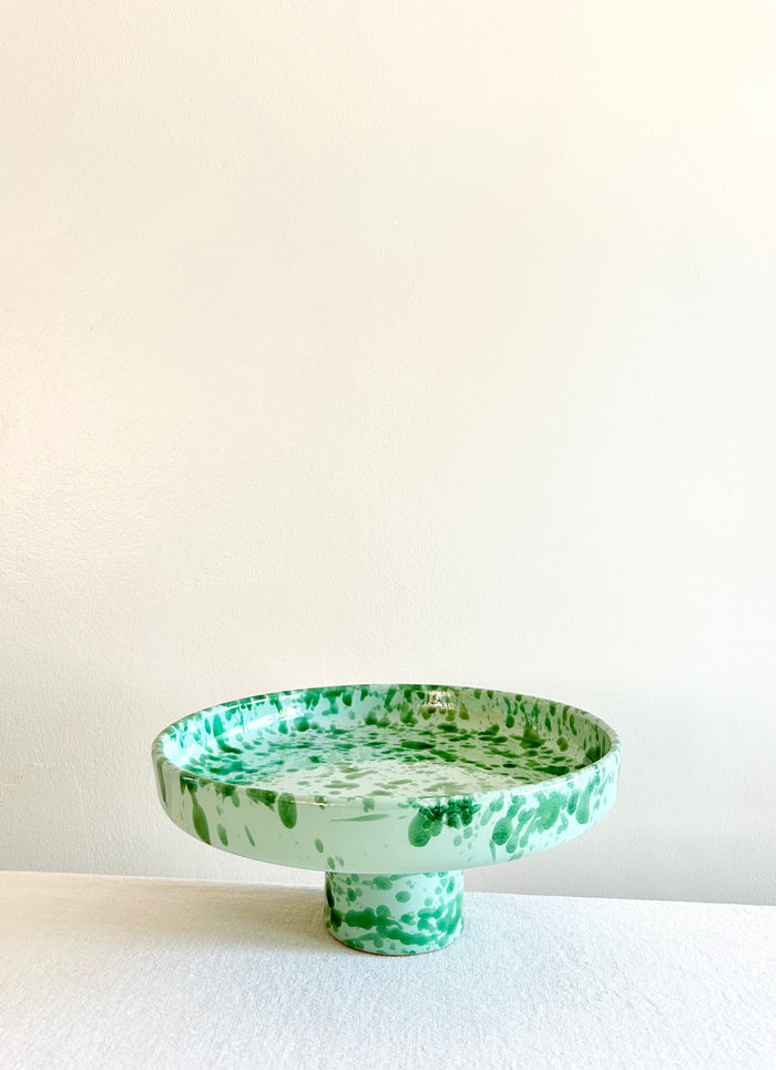 Pompeii Footed Cake Plate - Jade - 10"